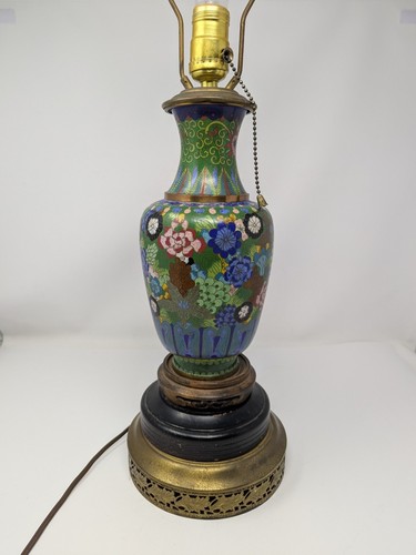 Cloisonne Floral Emaille Vase maßgefertigte Tischlampe 18"