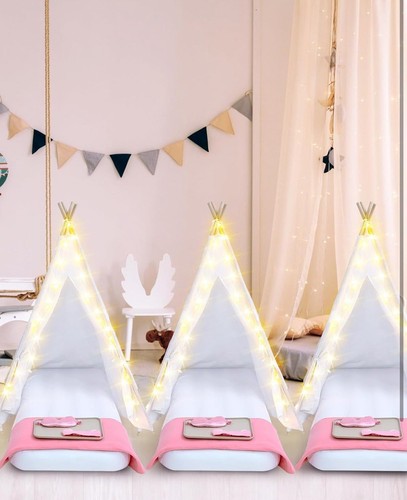 Windyun 3er Pack Kinder Tipi Zelt Bulk mit Licht und aufblasbarem Luftbett - Bild 6 von 9