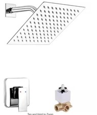 1-Spray Patterns 8 in. Single Spray Wall Mounted Square Fixed Shower Head with S
