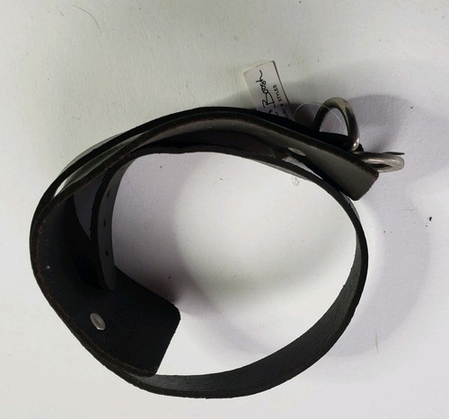 New 20" Men's Unisex Black Leather Cuffs Wrap Armbands Silver Tone Buckle - Bild 2 von 11