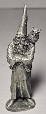 Vintage Wizard with Owl 5'' Pewter Figurine