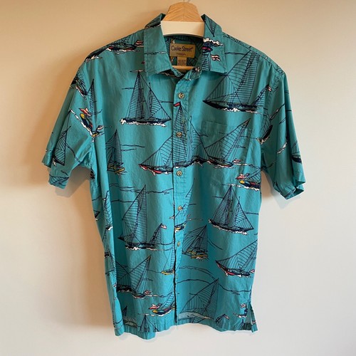 Cooke Street Honolulu Herren Blau Segelboot Print Kurzarm Knopfleiste Hemd M - Bild 1 von 6