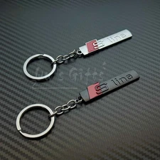 Audi Double-Sided 3D Metal S Line Emblem Car Badge Keychain & Pick Your Color