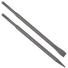 24-Inch SDS Plus Set, 3/4 Inch Flat Chisel and Point Chisel, Ideal for Concre...