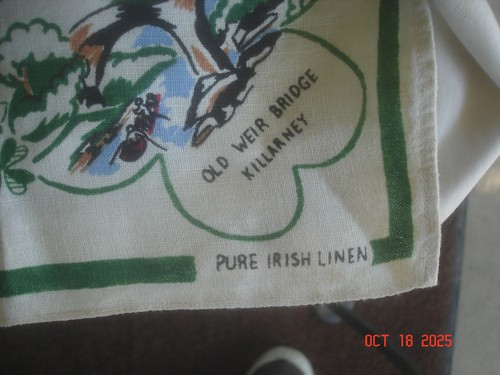 Vintage SMARAGD ISLE REINES IRISCHES LEINEN GESCHIRRTUCH 20" x 30" SEHENSWÜRDIGKEITEN IRLAND - Bild 13 von 14