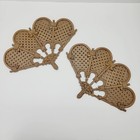 Vintage Burwood Fan Wall Art Set Rattan Look USA 1980s Decor MCM Mid Century Mod