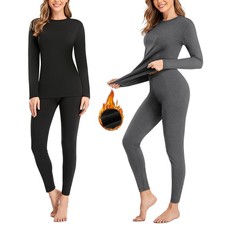 2 Pack Thermal Underwear for Women Long Johns Winter Warm Fleece Lined Base L...