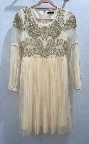Boutique Romantic Cream Dress With Hand Stitched Beads & Crystals - Picture 1 of 3