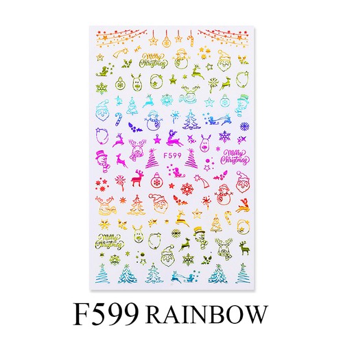 Calcomanías de vinilo para uñas acabado de metales mixtos diseños navideños para manicuras en gel - Imagen 20 de 36