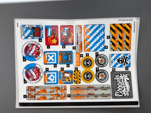 Sticker Sheet for DREAMZzz LEGO Set 71484 Cooper's Robot Dinosaur C-Rex Decals - Picture 2 of 3