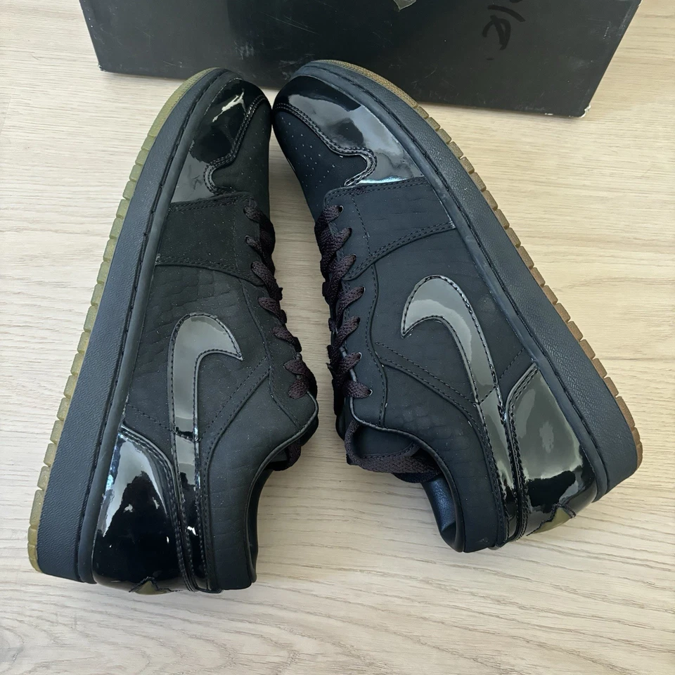 Talla 10- Jordan 1 Retro Bajo Metálico Plateado Negro Cocodrilo Vintage 2007 DS Foto 3 de 4