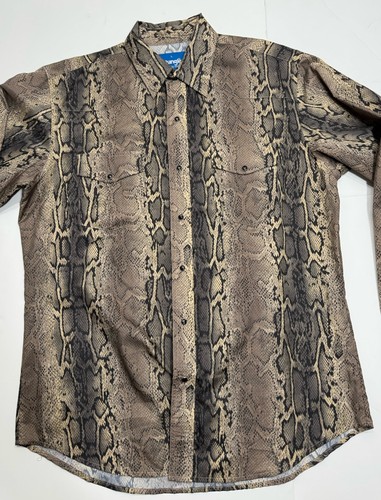 Vintage Wrangler Snake Skin Graphic Western Pearl Snap Shirt Men's Size L *RARE* - Picture 3 of 5