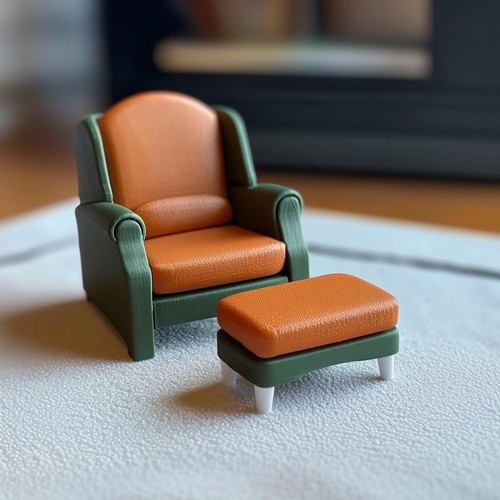 Dollhouse Armchair & Ottoman | 1:12 Scale Miniature Furniture | 3D Printed - Picture 10 of 10