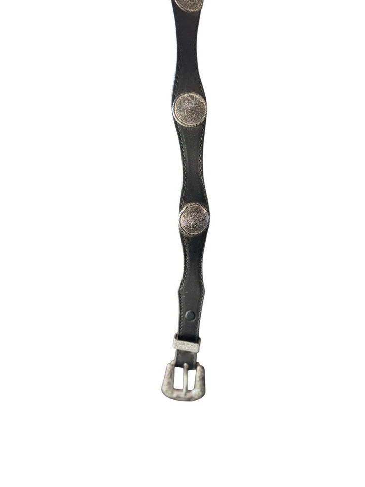 Cinturón Concho Mujer Nocona Vintage Cuero Negro Western Floral Hebilla Talla 28 Foto 4 de 4