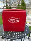 Vtg. Coca Cola Metal Acton Mfg.Cooler with Lid, Tray & Bottle Opener BARN FIND !