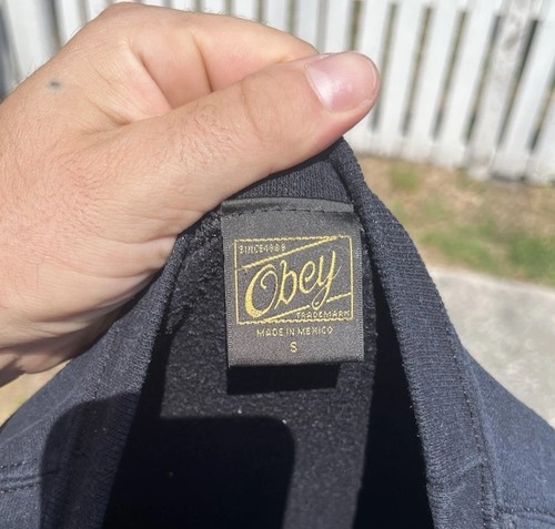 OBEY Crewneck Sweatshirt Pullover "OG" Black Floral Print Womens Small Stylish - Picture 4 of 4