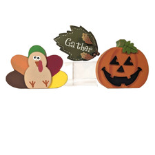 Thanksgiving Sign Set, 3 Pcs, Fall, Autumn, Wood, Centerpiece, Rustic, Farmhouse