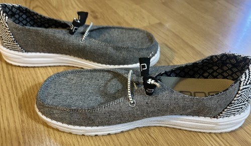 Hey Dude Wendy Chambray gewebte Damen-Freizeitschuhe Onyx US W8 EUC 6 gebraucht - Bild 3 von 11