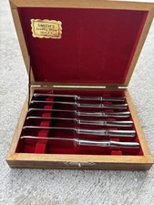 6 MCM Hors d'oeuvres Spreaders Hostess Set By VIKING Bamboo Chrome Japan