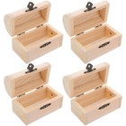 4 Pcs Unfinished Wood Pirate Chest Decorative Trinket Storage Boxes
