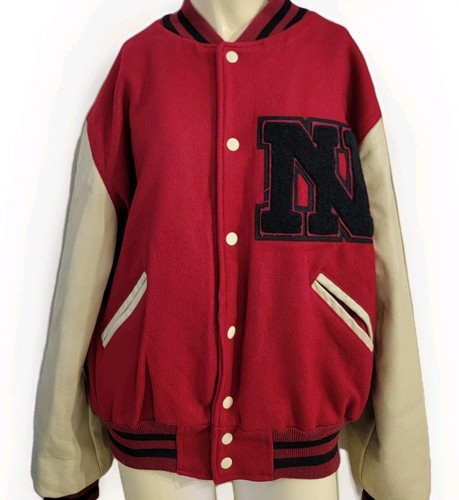 Letterman Huskies Northern Illinois Red Wool  Leather Sleeves Varsity Jacket - Picture 13 of 21