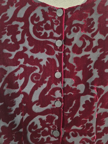 Conjunto de 2 camisetas top vintage Merona para mujer grandes mezcla de seda terciopelo rojo rubí Burnout - Imagen 14 de 14