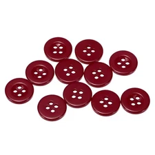 10pcs Resin Sewing Buttons 1/2" Round Flat 4-Hole Craft Buttons Dark Red