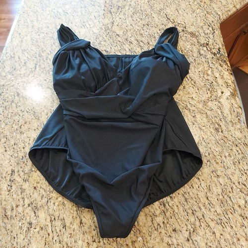 Traje de baño negro de una pieza para mujer LANDS' END talla 26W talla grande sujetador incorporado  - Imagen 1 de 11
