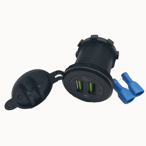 QC 3.0 Car Fast Charger Socket Dual USB Power Outlet LED Voltmeter Waterproof - Photo 6 sur 8