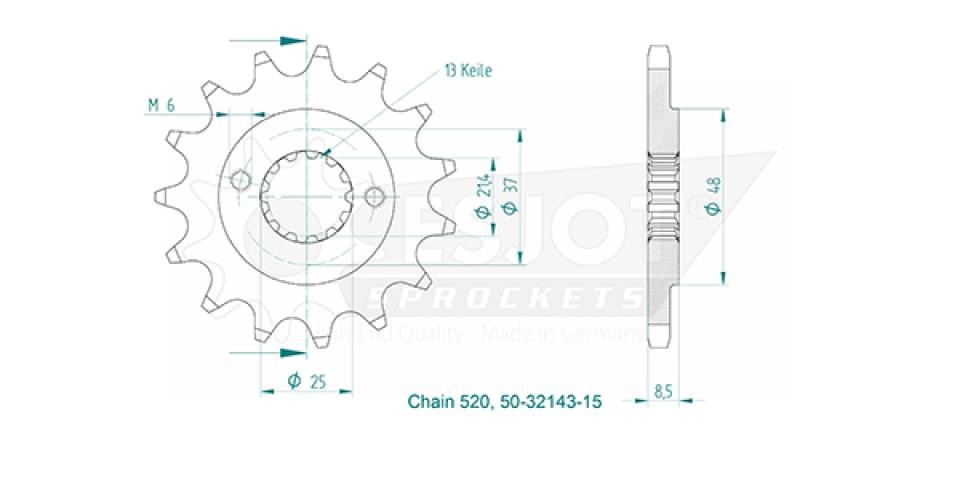 Pignon Esjot 15 dents pas 520 pour quad Polaris 500 Predator E - 3