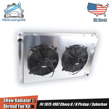For 19731990 Chevy Gmc Ck Pickup 3 Row Cooling Radiator Shroud Fan Kit