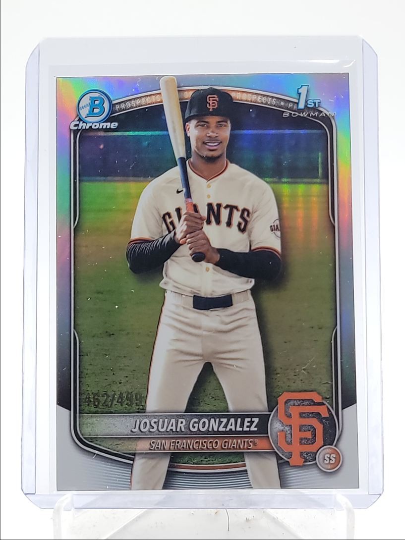 JOSUAR GONZALEZ 2025 BOWMAN CHROME 1ST BASEBALL REFRACTOR GIANTS /499 Q4060