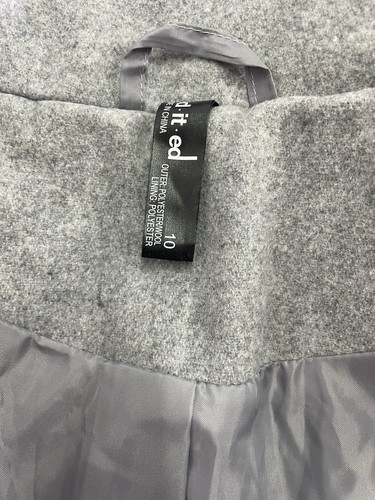 Ed.it.ed Zip Up Faux Fur Hood Trench Coat Jacket New Women’s Size 10 Grey. - Picture 12 of 16