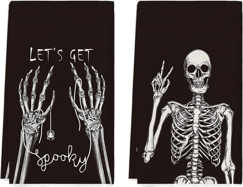 Scheletro Mano Spettrale Halloween Asciugamani Cucina Asciugapiatti, 18X26 Pollici Ossa Let' - Foto 11 di 11
