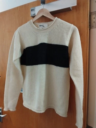 Margaret Howell White And Black Wool Jumper Size Small ❤️CHARITY