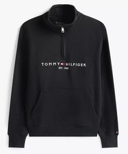 Tommy Hilfiger Men's Black Embroidered Logo Quarter-Zip Top 78JB079 S/M/L/XL