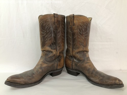 Vintage Men's Justin Brown Leather Cowboy Western Work Worn Boots Size 12 B - Picture 4 of 12