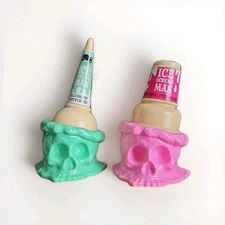 Skull Ice Cream Cone Dish Cup Bowl Set of 2 By Rutherford 