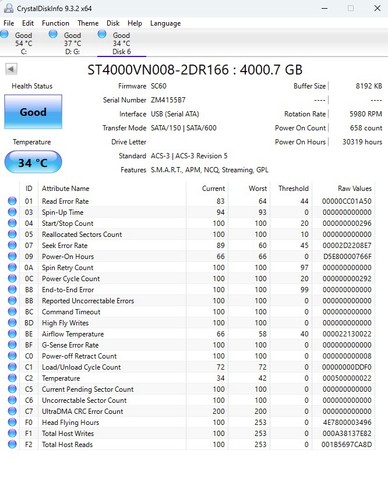 2x Seagate 4TB IronWolf NAS SATA 6Gb/s NCQ 64MB Cache 3.5" HDD ST4000VN008 = 8TB - Photo 2/3