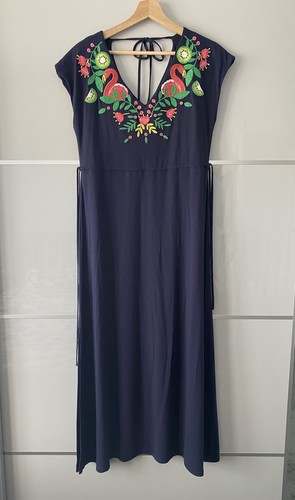 Boden Womens Navy Floral Embroidered V-Neck Maxi Dress UK 8R. Loose fitting - Picture 5 of 24