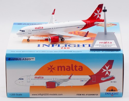 Modellino aereo pressofuso 1:200 INFLIGHT KM Malta Airlines Airbus A320-200 9H-NEG - Foto 2 di 14