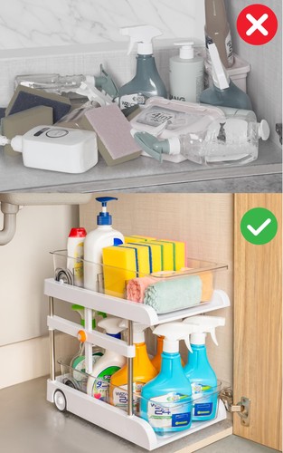 Mobiletto Bagno Multiuso Tutto in Uno e Altezza Regolabile Organizzatore... - Foto 3 di 5