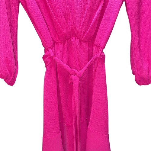 NEW Tyche Fuchsia V-Neck Bodice Evening Date Event MIDI Dress Women’s Small - Picture 4 of 4
