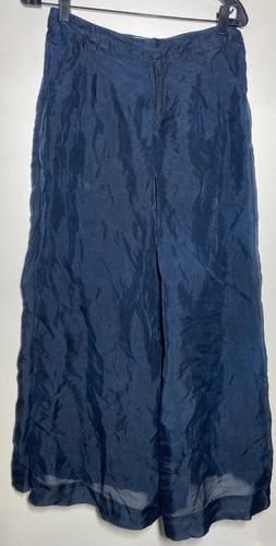 Anthropologie Seide Organza Hose weites Bein Größe 4 blau KEINE SCHÄRPE - Bild 4 von 11