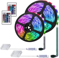 LED Strip Lights Battery Powered, 24 Keys Remote Control 2 Pack, Multicolor 