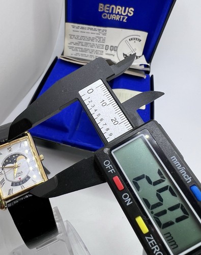 Rare New Old Stock Benrus Legacy Tank Moonphase Genuine Diamond Men’s Watch - Picture 9 of 14