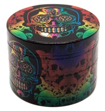 2" Tobacco Herb Grinder Spice 4PC Metal Chromium Alloy Crusher SKULL Halloween