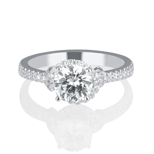 1 CT Diamond Engagement Ring Round Cut H/SI2 14K White Gold Size 6 - Picture 2 of 5
