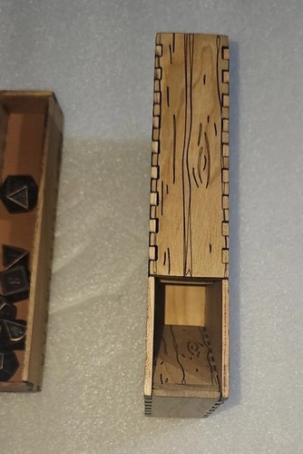 Book Shaped Hardwood D&D Dice Box W\ DIce Tray, Metal Dice,  and Dice Tower - Picture 5 of 6