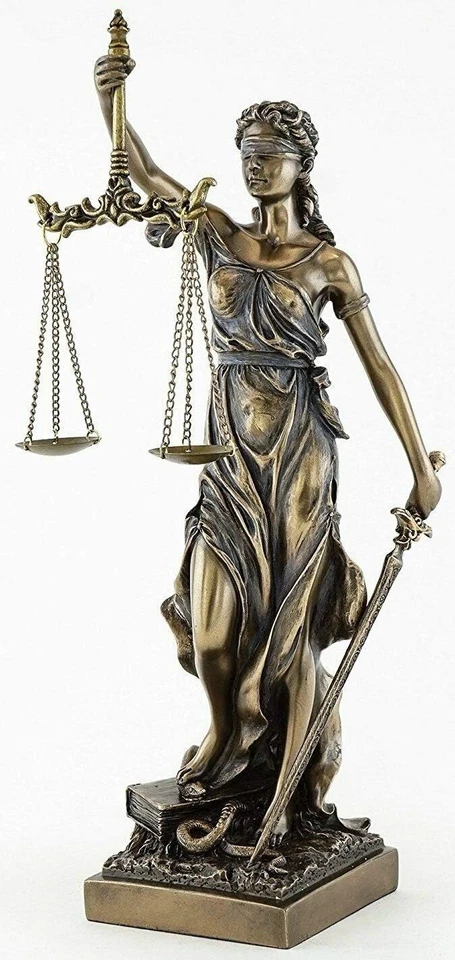 Estatua de justicia de bronce fundido en frío de 13" - Diosa de la justicia bellamente hecha a mano Foto 3 de 4